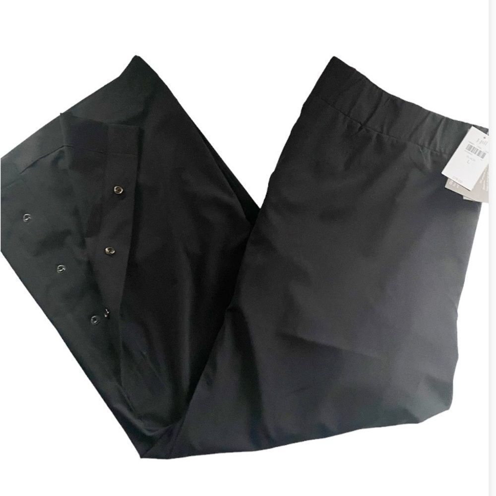 NEW J. Jill On-The-Go Black Button Leg Cropped Pants Size Large
